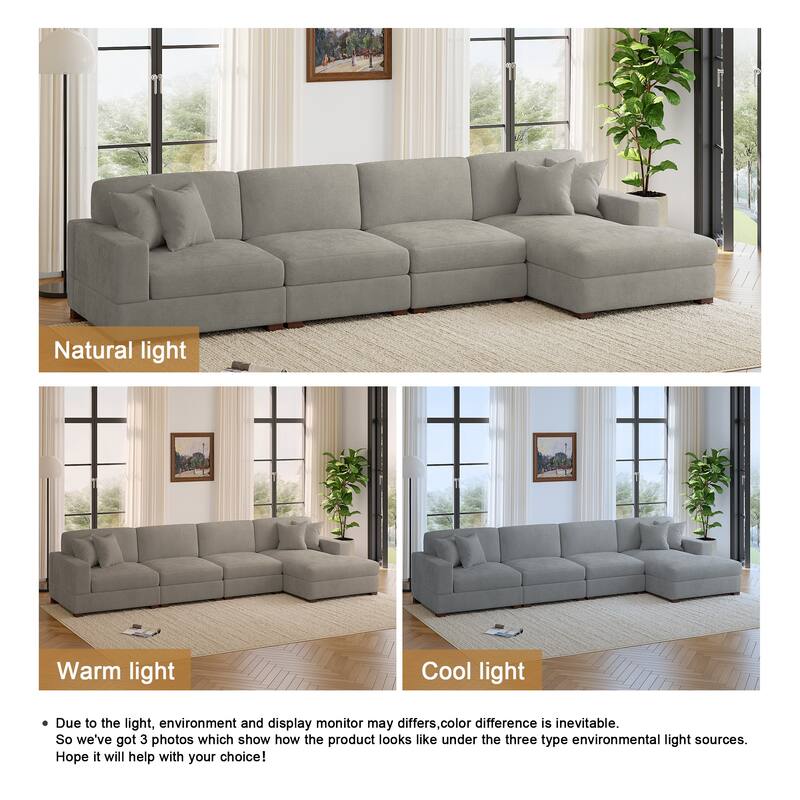 Oversized Modern Chenille L-shape Modular Sectional Sofa with Chaise