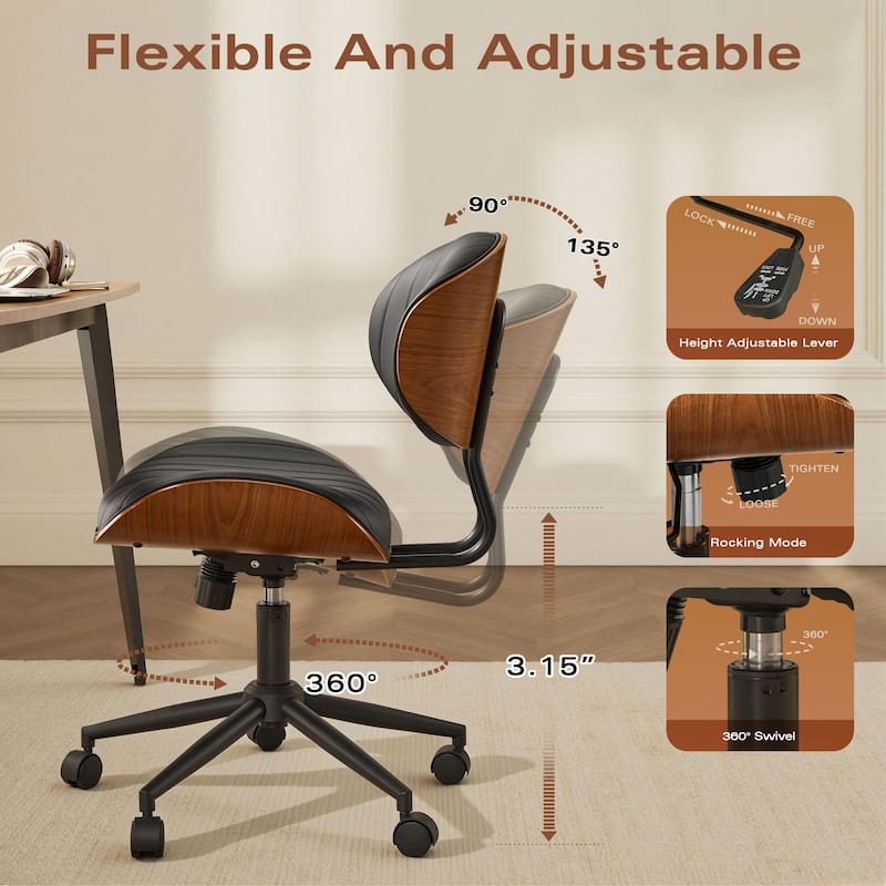 OVIOS Armless Adjustable Ergonomic Office Chair - N/A