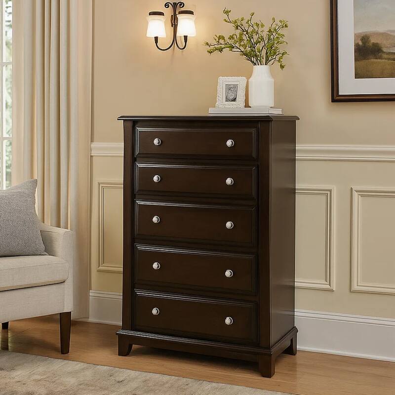 Roomy Transitional Style Wooden Chest, Brown Cherry