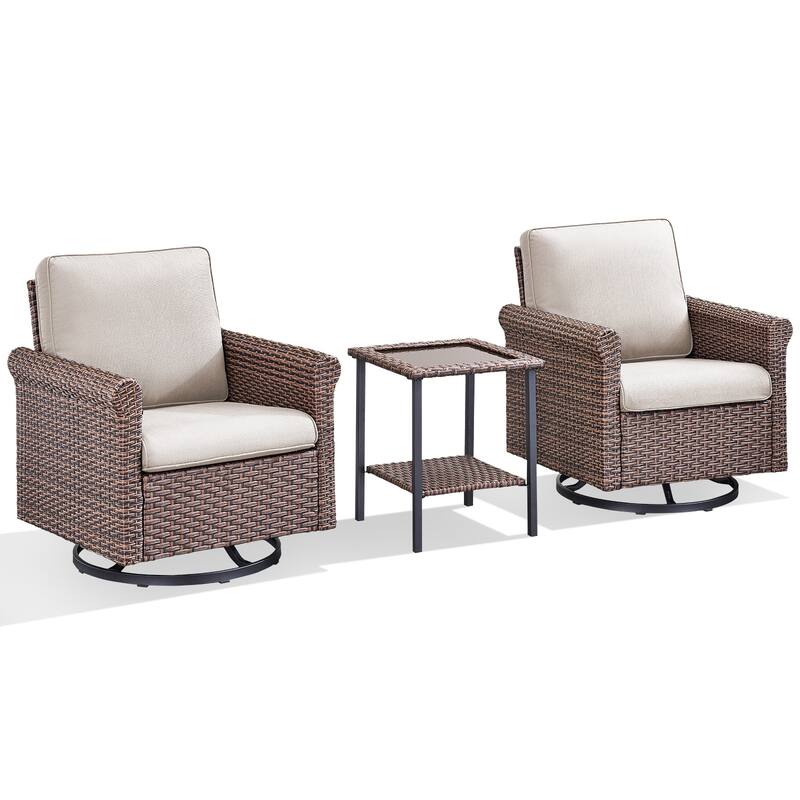 Pocassy Outdoor Sofa with Swivel Chairs Funiture Set