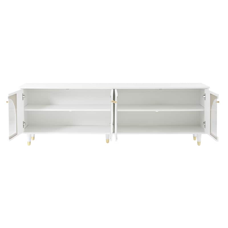 TV Stand Entertainment Center with Adjustable Shelves, 2 Cabinets, Glass Doors Media Console Table for TVs up to 78"