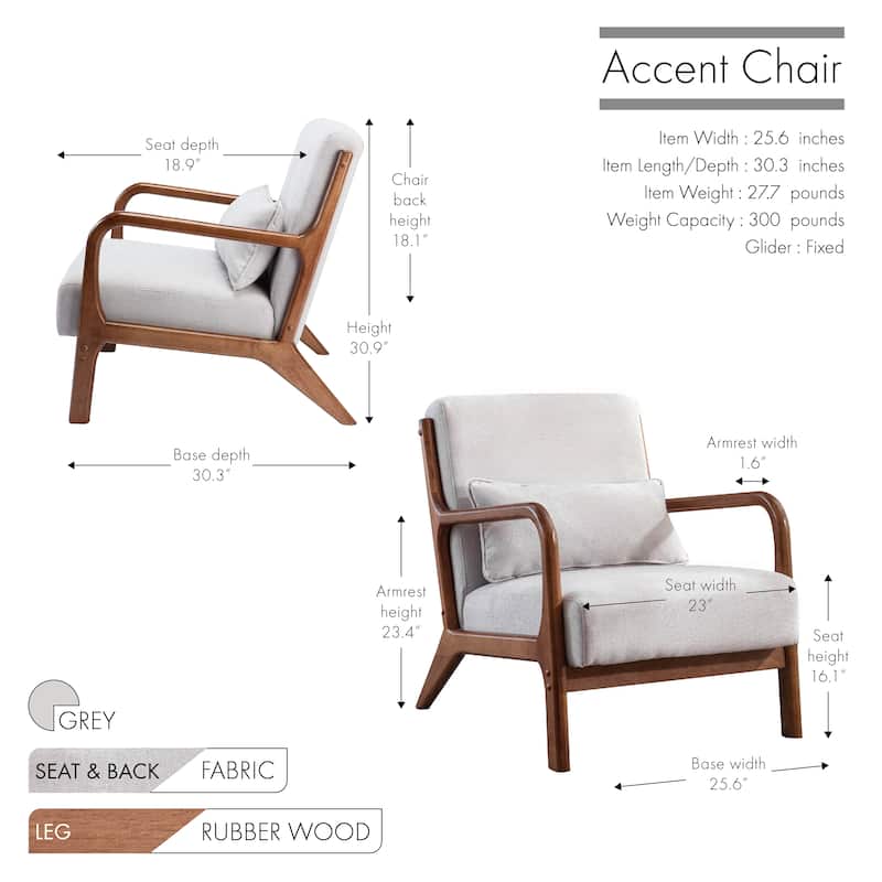 Porthos Home Ibby Accent Chair, Fabric Upholstery, Rubberwood Frame