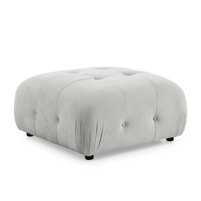 93" Velvet Modular Sectional Sofa with Button Tufted Design, Reversible Ottoman and DIY Combination