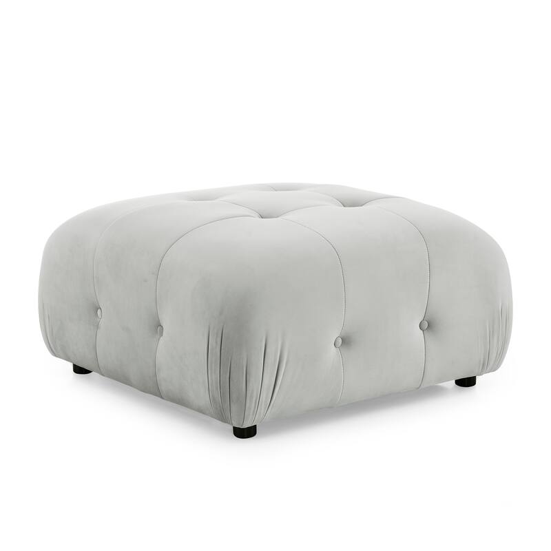 Grey 93'' Modular L-Shaped 4-Seater Sectional with Reversible Ottoman, Button Tufted Design, and Cozy Cushions