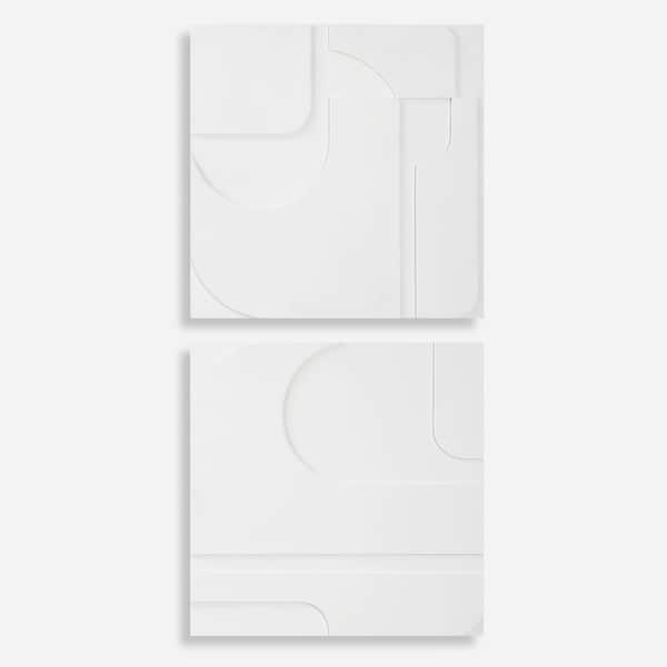 slide 2 of 8, Uttermost Contours White Wall Decor, Set of 2 - 24"H x 24"W x 1.38"D
