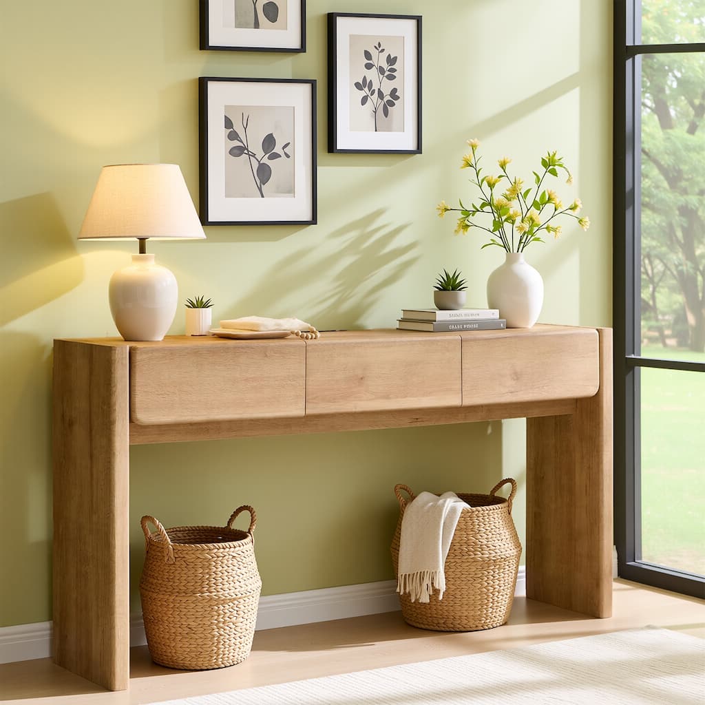 Farmhouse 3-Drawers Console Table, Entryway Table, Sofa Table