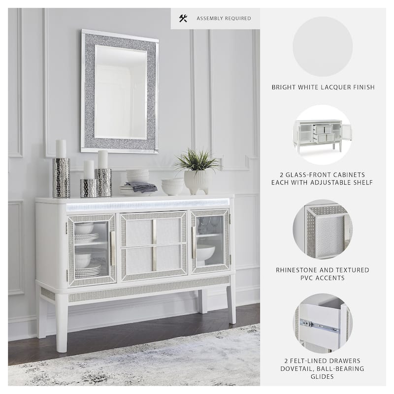 Signature Design by Ashley Chalanna White Dining Server - 56.25" W x 18.13" D x 38.5" H