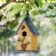 preview thumbnail 14 of 62, Glitzhome 10"H Multicolor Cute Distressed Solid Wood Birdhouse with 3D Flowers