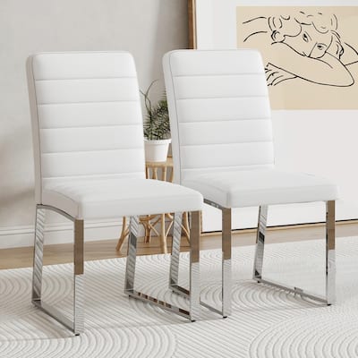 Premium PU Office Dining Chairs with High-Density Foam & Sturdy Iron Legs, Set of 2