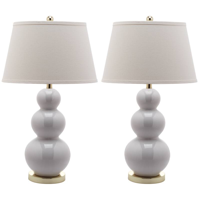 SAFAVIEH Lighting 27-inch Amy Triple Gourd White Table Lamp (Set of 2) - 16"x16"x28"