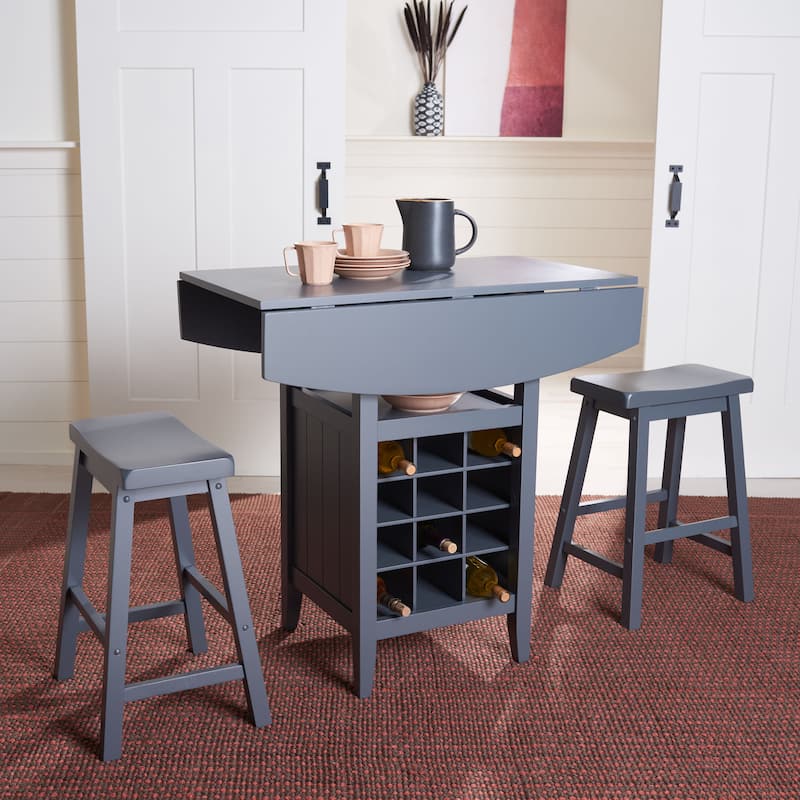 SAFAVIEH Mascha 3-Piece Set Drop Leaf Pub Table - 36" W x 36" L x 36" H - 36Wx36Dx36H - Grey