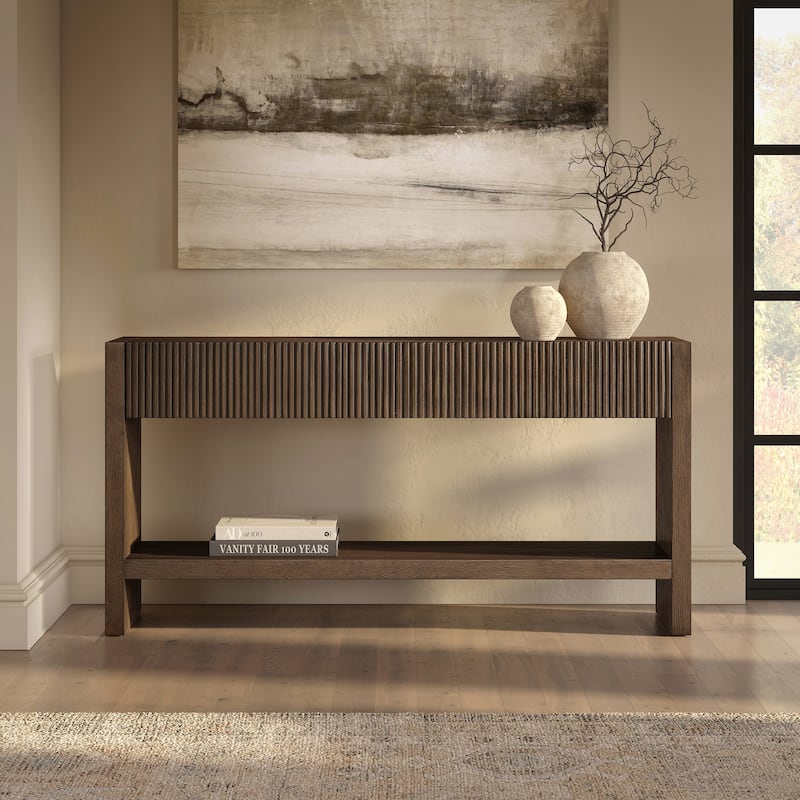 Manzanita 60" Wide Rectangular Solid Wood Fluted Console Table - 60" Wide