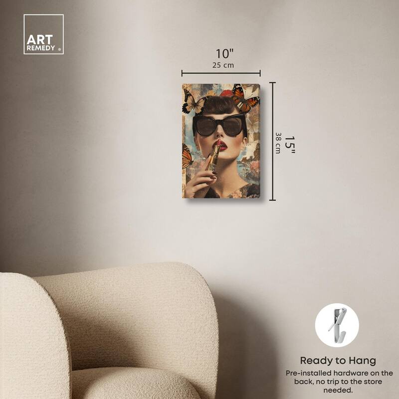 Iconic Lady Butterfly Collage II Canvas by Art Remedy, Gallery Wrapped