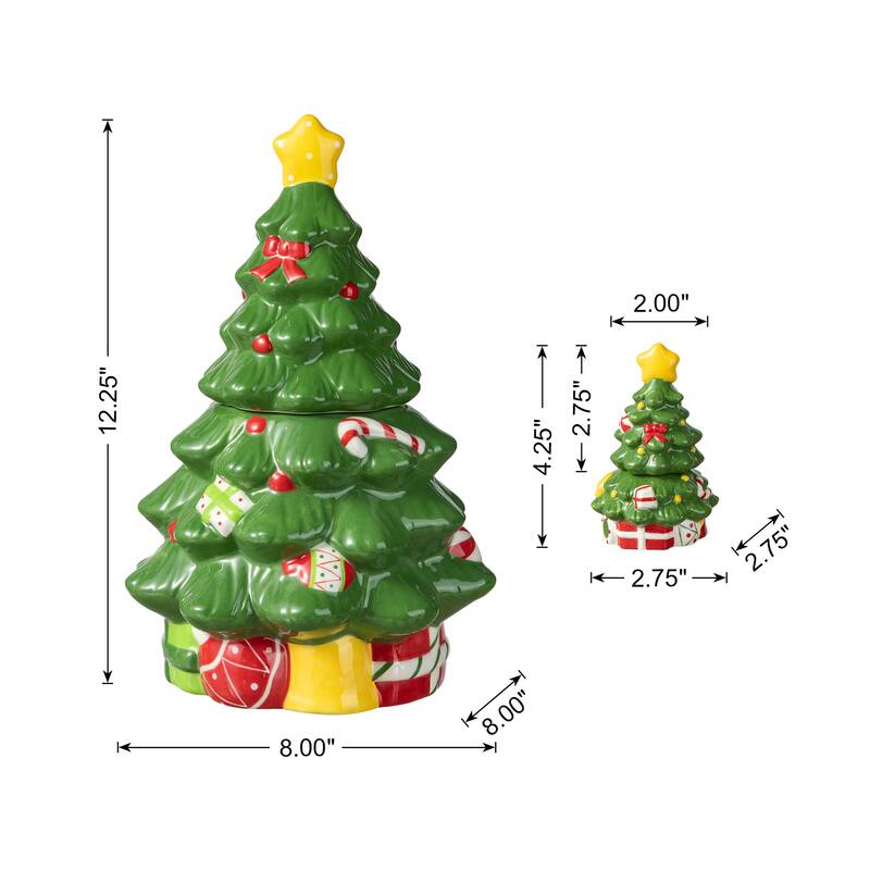 Glitzhome 3 Piece Dolomite Christmas Nutcracker or Tree Cookie Jar Set
