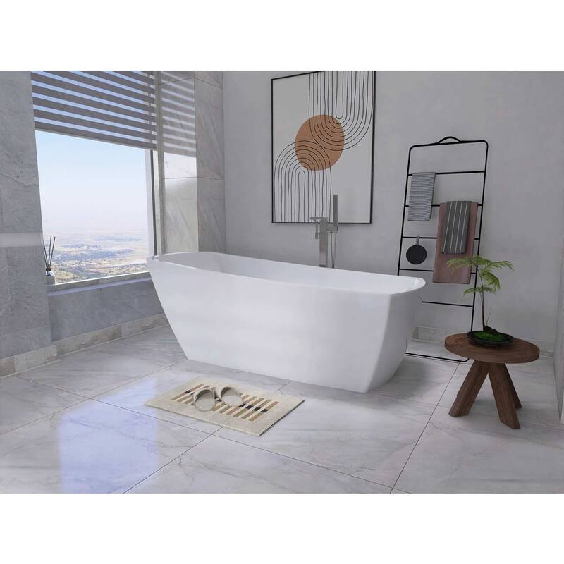 Peter Soaking Single Slipper Rectangular Bathtub in Glossy White