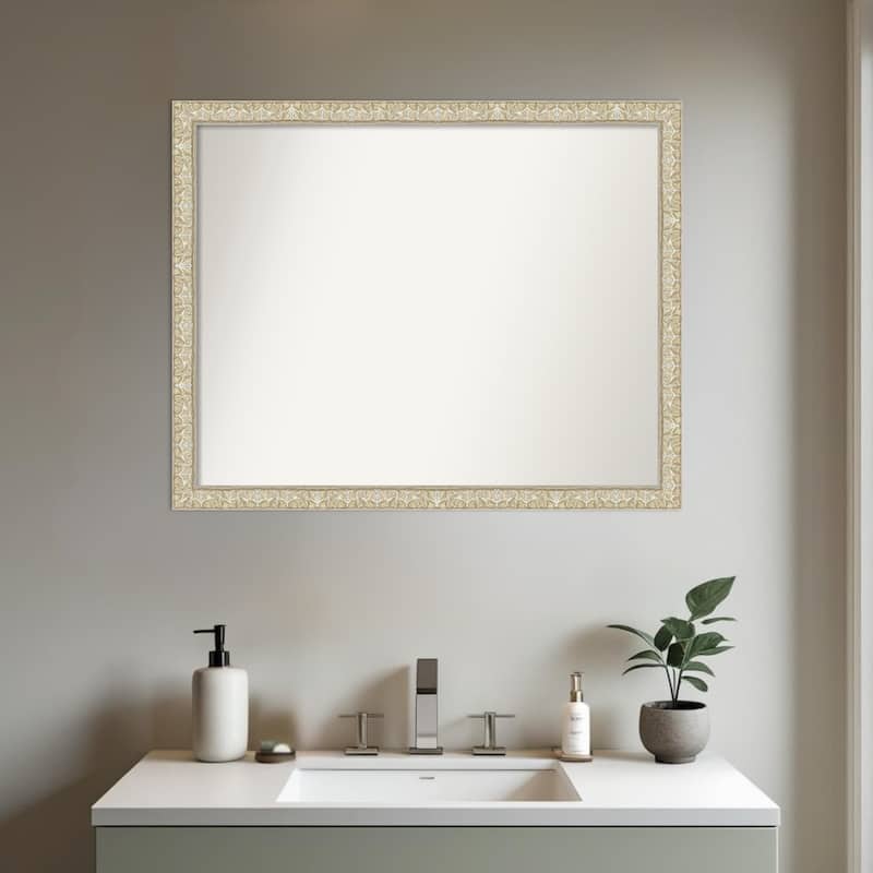 Lila Non-Beveled Wood Framed Bathroom Vanity Wall Mirror