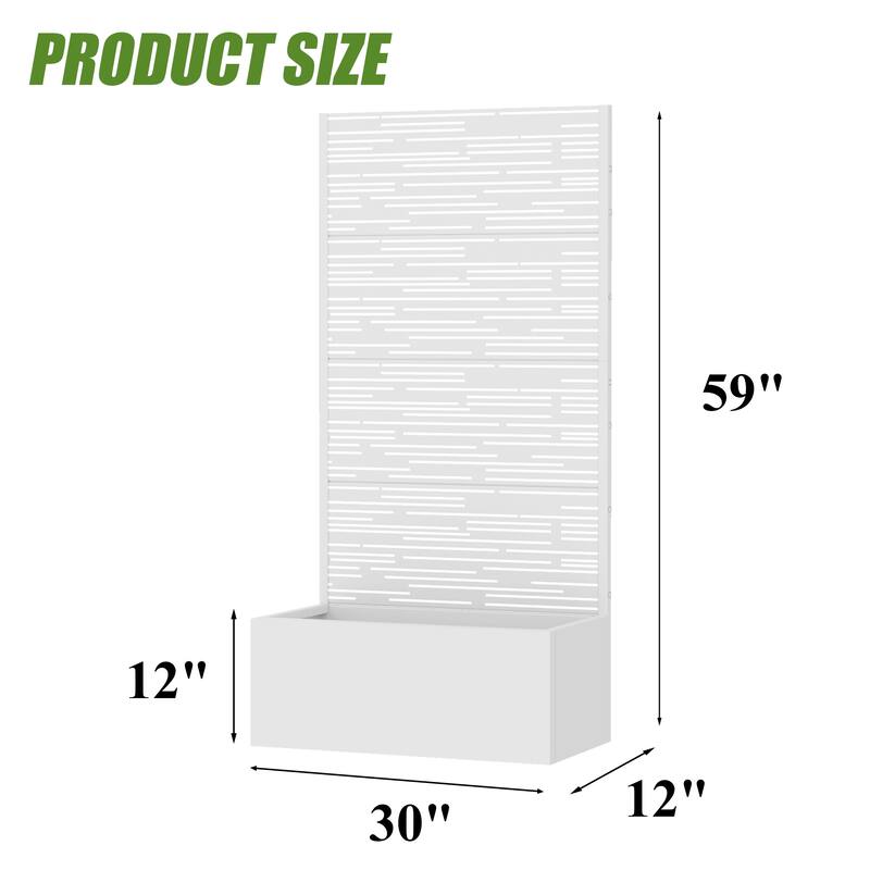 Metal Galvanized Planter Box with Trellis Privacy Screen Lockable Wheels