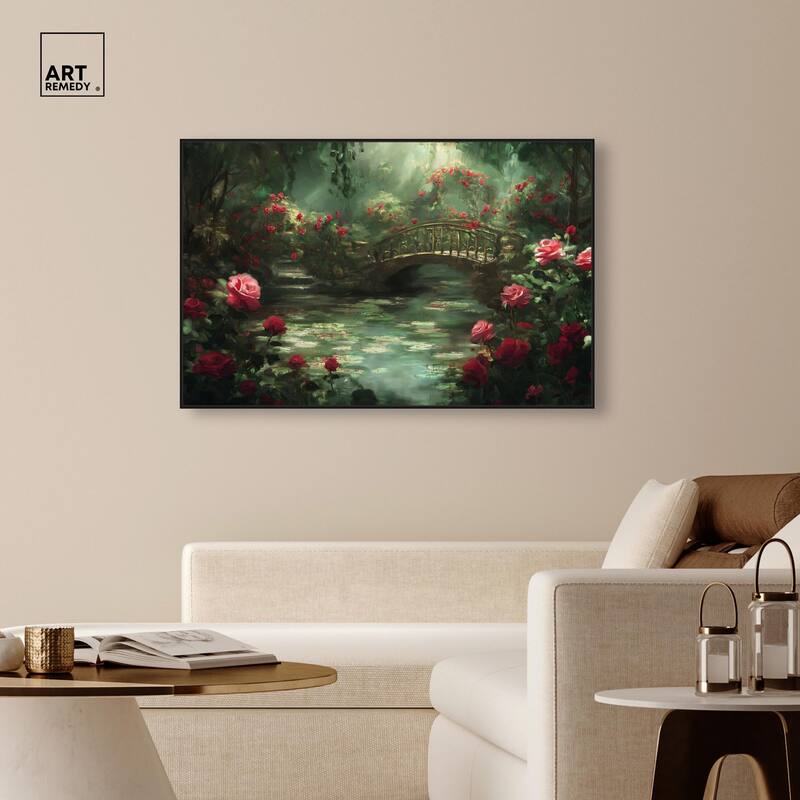 Rose Garden Bridge Canvas by Art Remedy