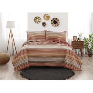 送料無料Brooklyn Loom Sunset Stripe Yarn Dye Collection, 3 Piece Quilt Set - Full/Queen, Orange Multi並行輸入 Brooklyn Bedding Weighted Double Duvet Brooklyn Loom Sunset Stripe