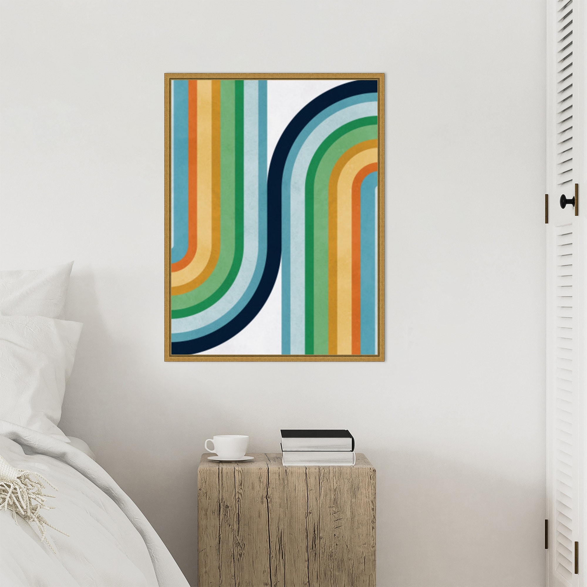 Colorful curved lines 2 by Vitor Costa Framed Canvas Wall Art