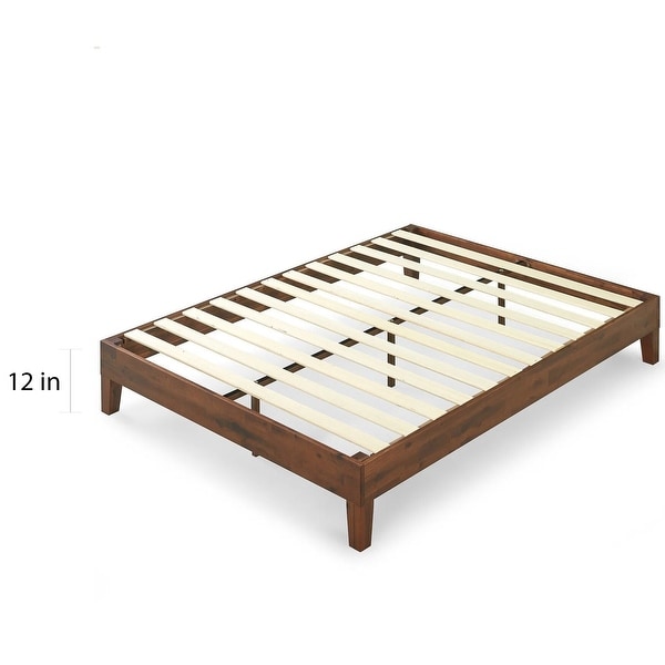 zinus wen deluxe wood platform bed with slatted headboard