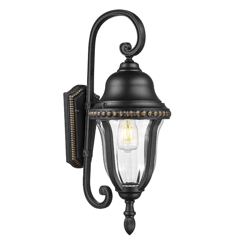 25" Outdoor Wall Light, Wall Sconce - Black