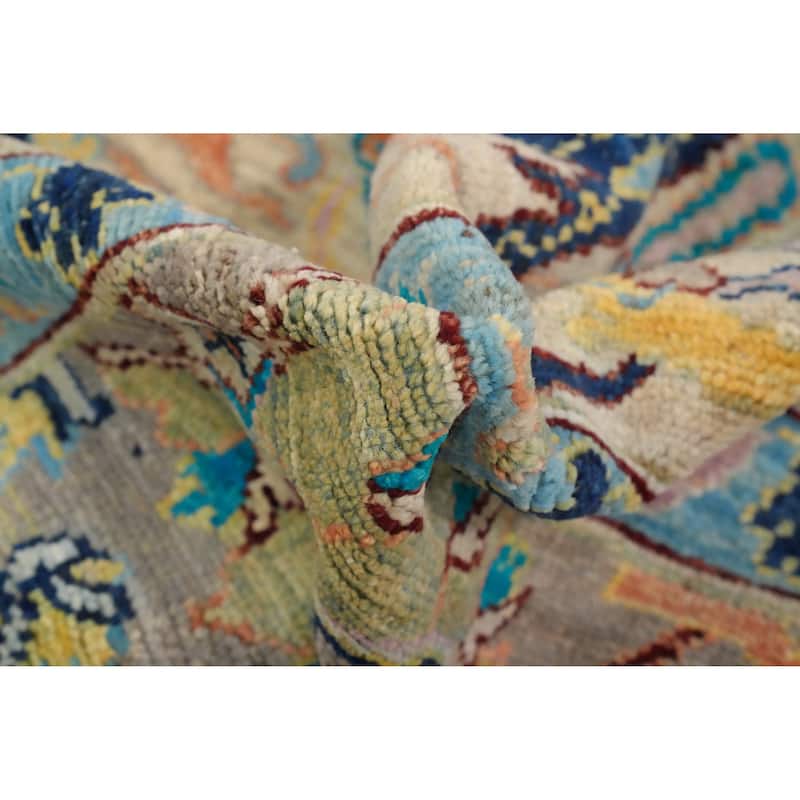 Hand Knotted Oriental 100% Wool Carpet Traditional Floral Greys & Charcoal Ziegler Area Rug - 11' 7'' X 9' 0''