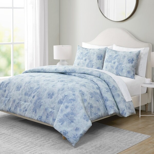 Bayberry Blue Floral Comforter Set 