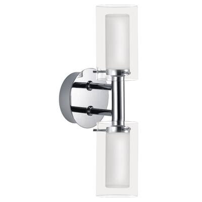 Eglo Palermo 2-light Chrome Vanity Light with Frosted Clear Glass