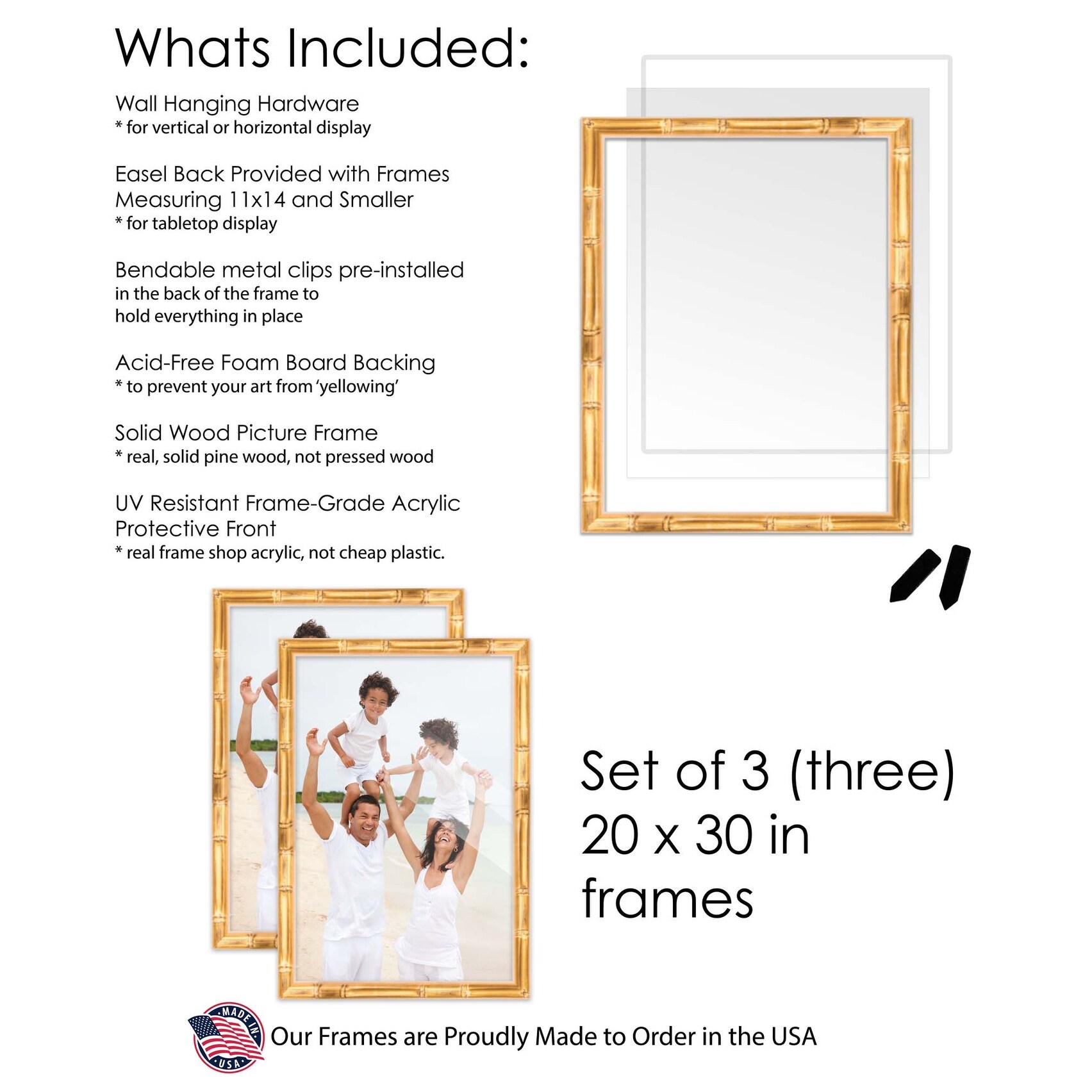 Picture / Photo Frames, Wooden Desktop Display Stand Bulk Set w/ Easel-Back  Hook - 4x6 Inch (Gray, 1-Pack) Wall Hanging System for Pre-Cut Board Mat  Art Print Poster Document Artwork 