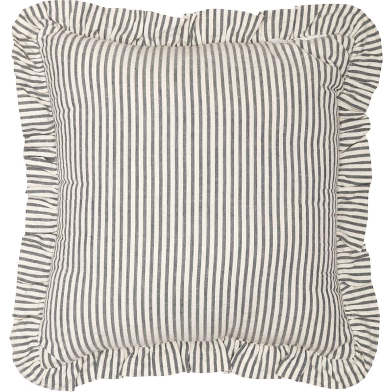 Hatteras Seersucker Blue Ticking Stripe Fabric Pillow 12x12
