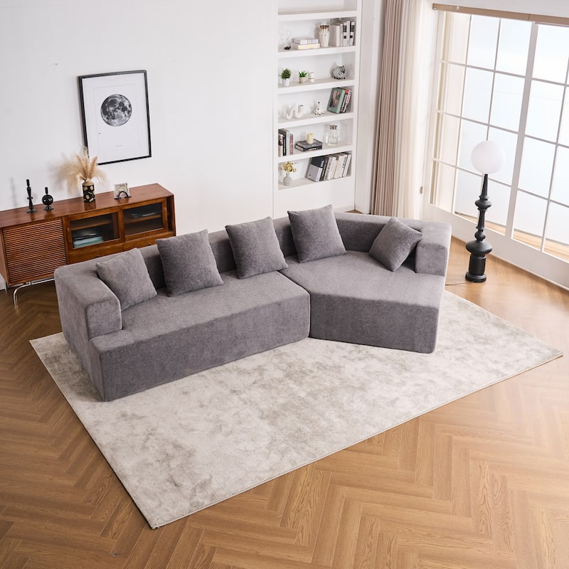 Grey Polyester Memory Foam Couch, No Assembly, Deep Seat, Modern Sofa