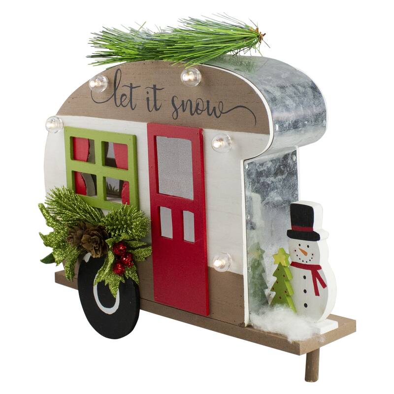 12" Red and Green RV "Let It Snow" Christmas Tabletop Decoration