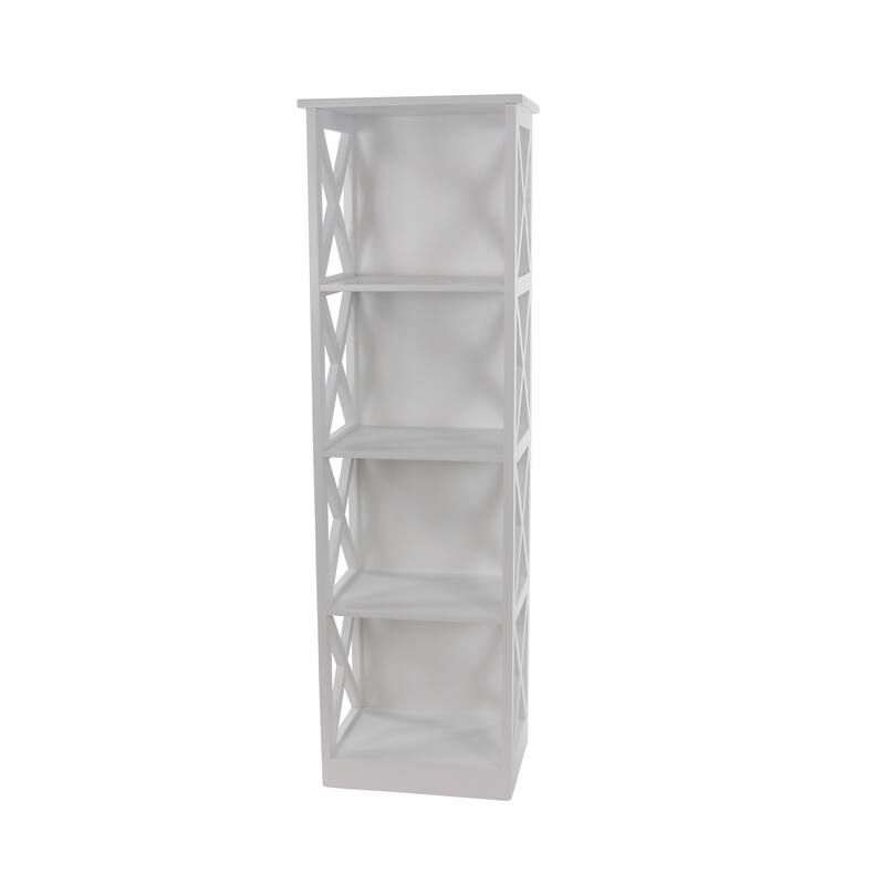 White Wooden 4 Shelves Shelving Unit