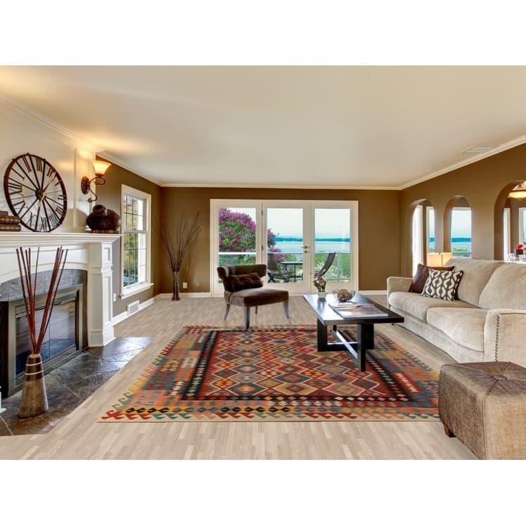 Kilim Oriental Area Rug Flatweave Multi-Color Wool Carpet - 8'1"x 11'2"