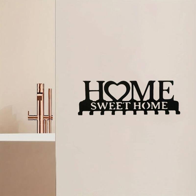 Wall Key Holder Retro Metal Handmade Iron Hooks Entrance Storage - 10.11" x 3.54"