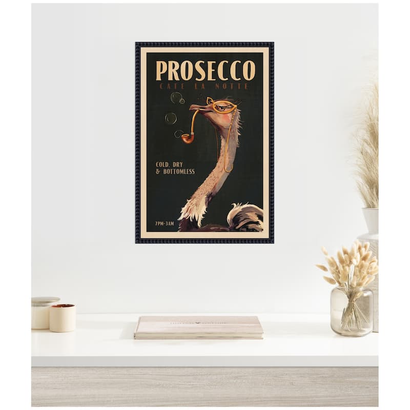 Kate and Laurel WG Deco Prosecco Ostrich by The Whiskey Ginger Framed Canvas Wall Art Print