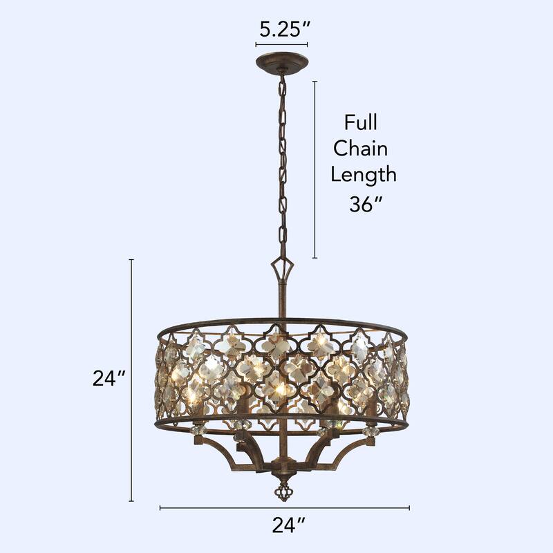 Elk Home Armand Weathered Bronze With Bronze Shade 6 Light Chandelier