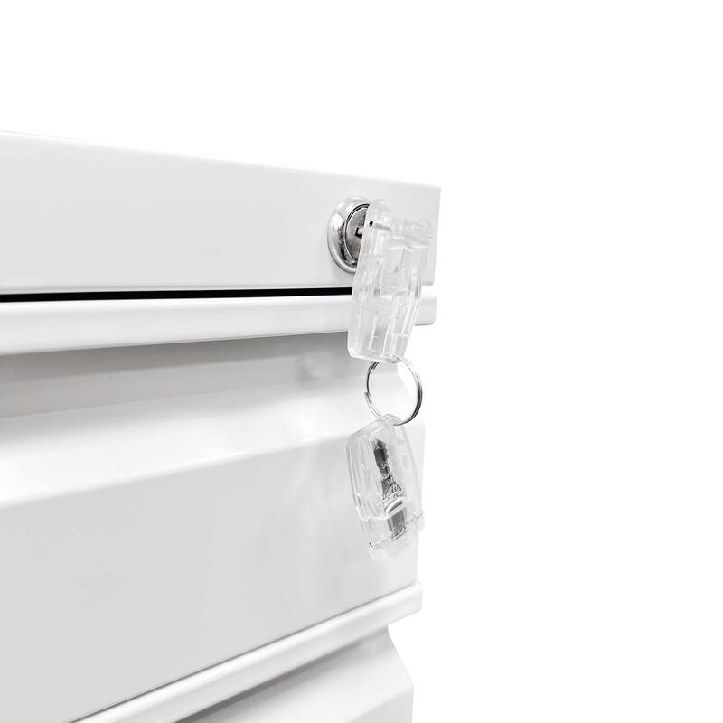 Anmytek White 3 Drawer Mobile Locking Metal File Cabinet Fully Assembled for Home Office Letter Legal A4 Storage