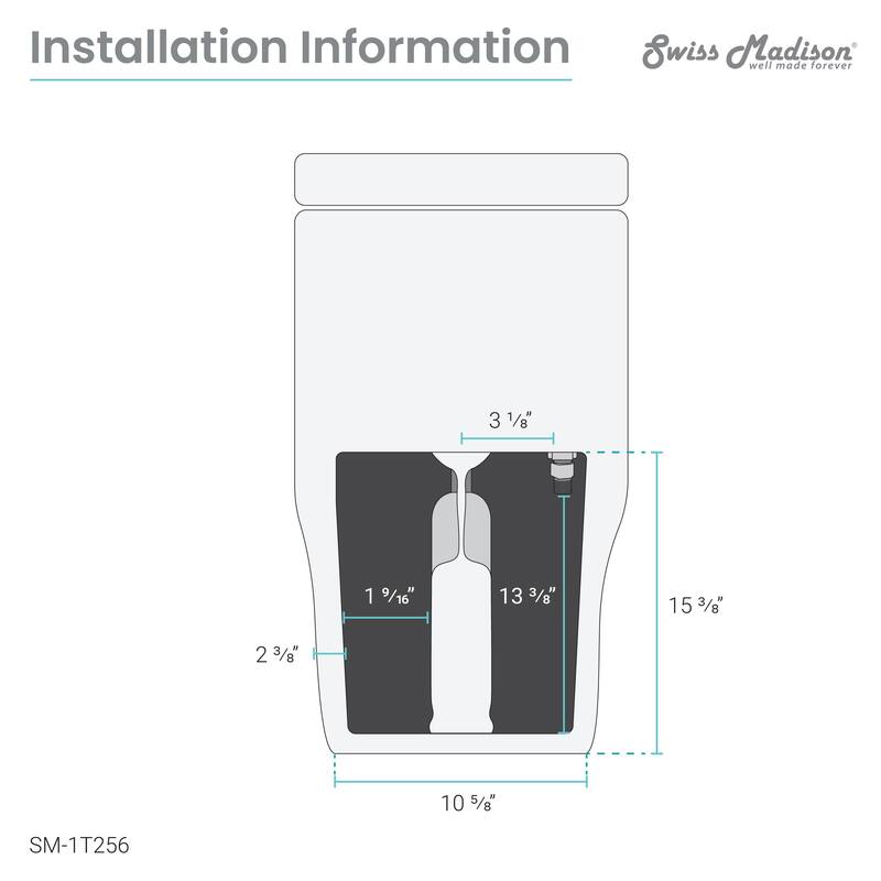 Carré One-Piece Square Toilet Left Side Flush Handle Toilet 1.28 gpf