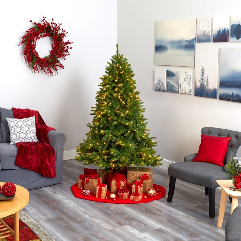 6ft. Spruce Look Artificial Christmas Tree with 300 Clear LED Lights & 1357 Branches - Full Holiday X-Mas Glow