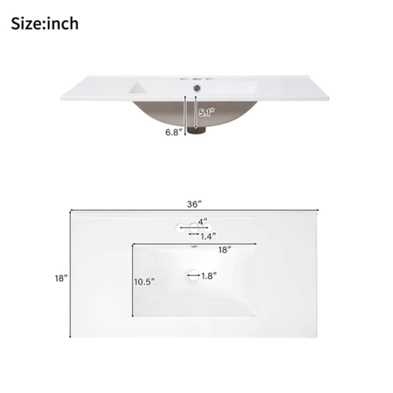 72" Bathroom Vanity with Ceramic Sink,Soft-Close Doors,Divided Drawer
