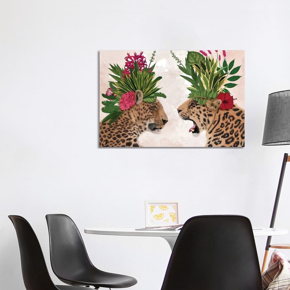 iCanvas "Hot House Leopards, Pair, Pink Green" by Fab Funky Canvas Print