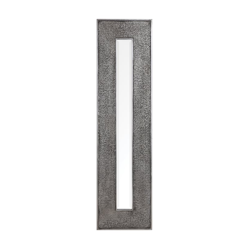 Textured Rectangular Wall Mirror - 73" - Metallic Silver and Black