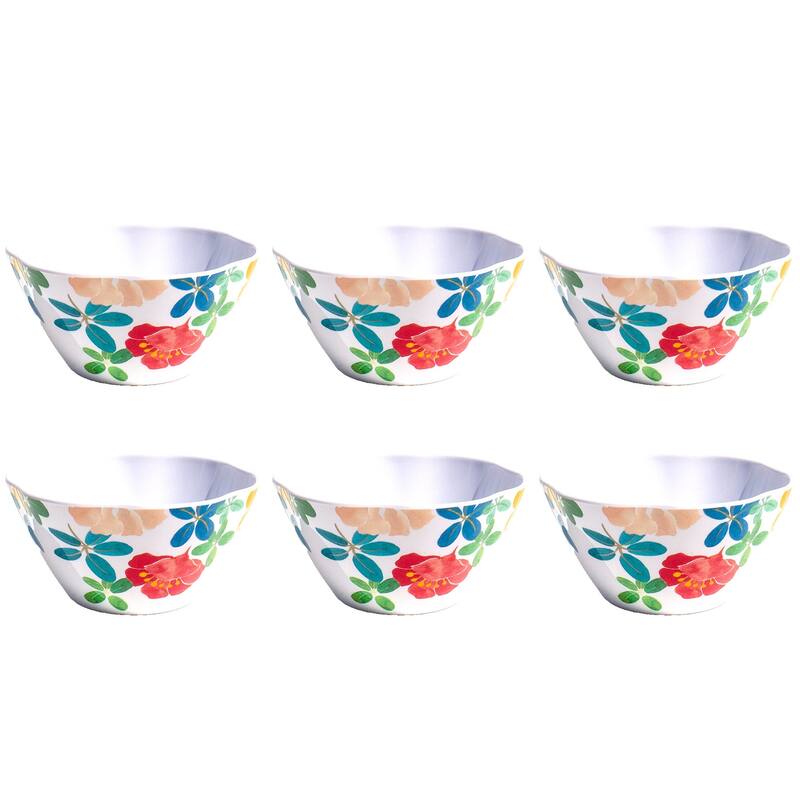 Abode Homewares by TarHong Audrey Floral Cereal Bowl, 6", 24 oz, Set of 6 - Multicolor