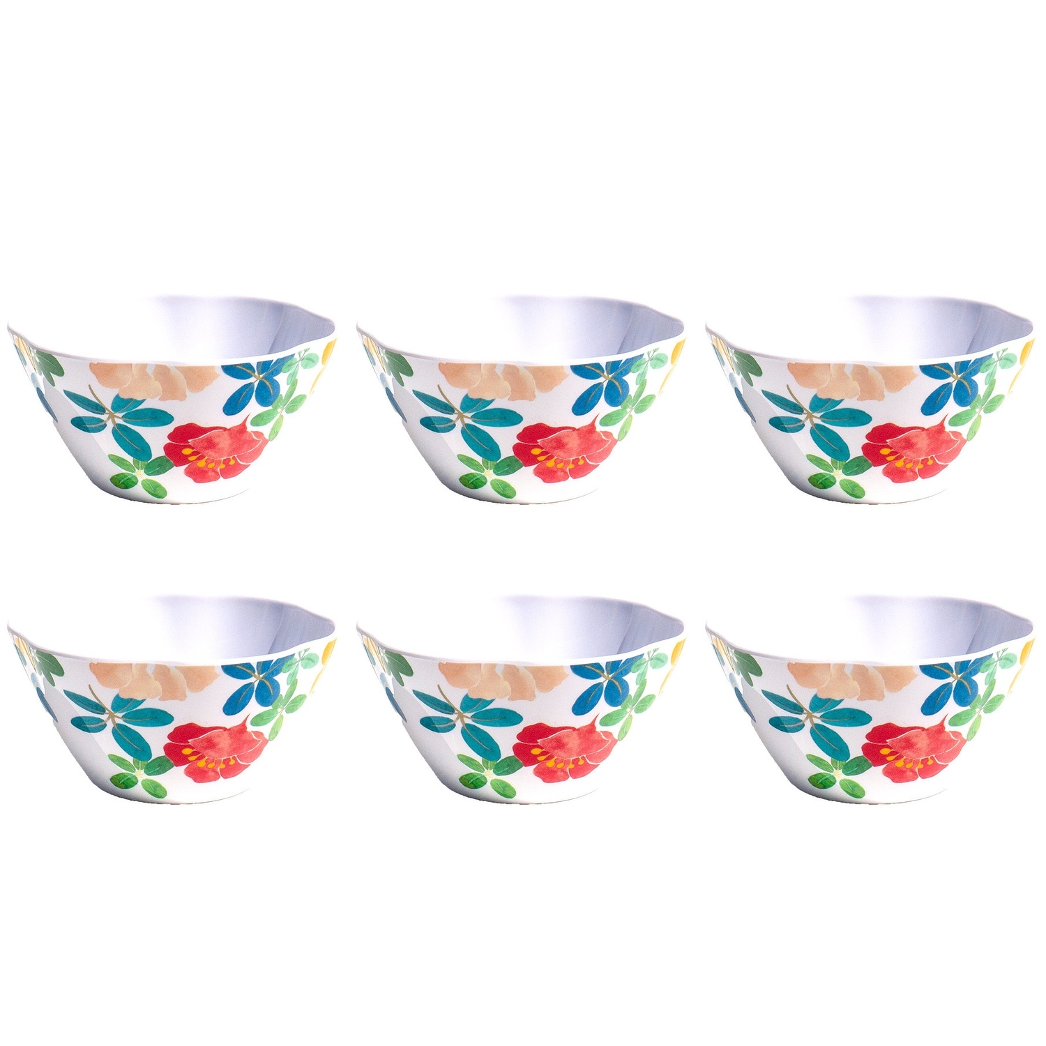 Abode Homewares Audrey Melamine Floral Cereal Bowl - 6" - Set of 6