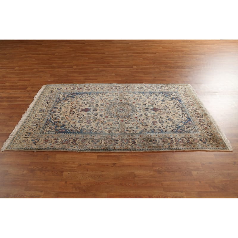 Clearance Antique Floral Nain Persian Wool Area Rug Hand-knotted - 3'10" x 6'6"