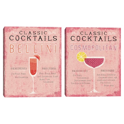 Classic Cocktails Bellini Pink, Classic Cocktails Cosmopolitan Pink by Michael Mullan Canvas Art Prints