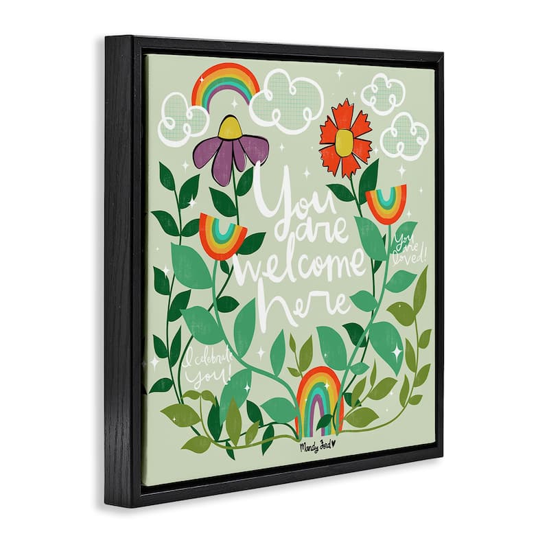 Stupell Comforting Welcome Here Phrases Framed Floater Canvas Wall Art Design By Mandy Ford Art + Illustration