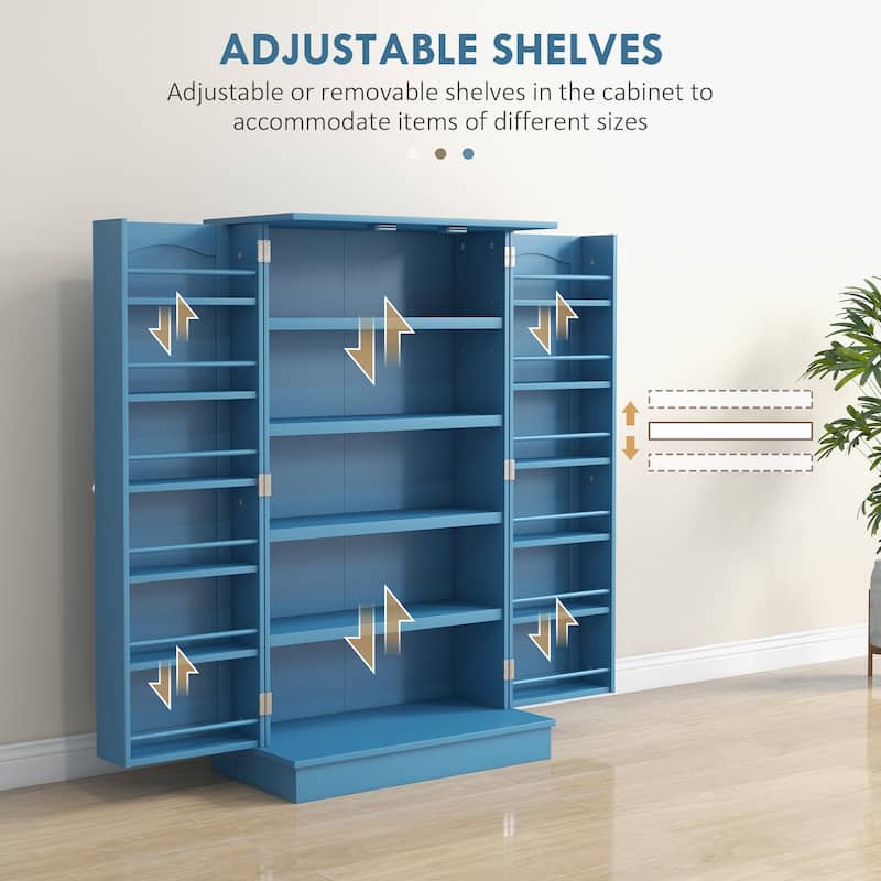 41" Kitchen Pantry Storage Cabinet, Freestanding Kitchen Cabinet with 12 Door Shelves, 5-tier Shelving and Adjustable Shelves